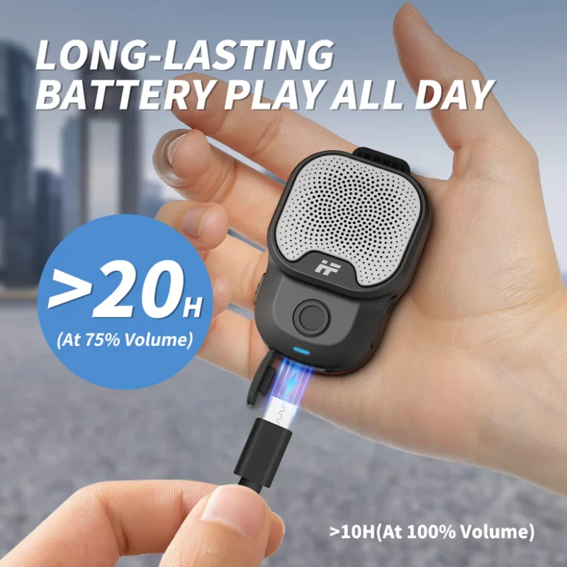 AIFA Plus Wearable Waterproof Bluetooth Speaker - Portable Clip-on Wireless Speaker with Built-in Microphone for Hands-Free Calling | IPX7 Waterproof, Ultra-Light, Long Battery Life, and TWS Stereo Mode - Image 4