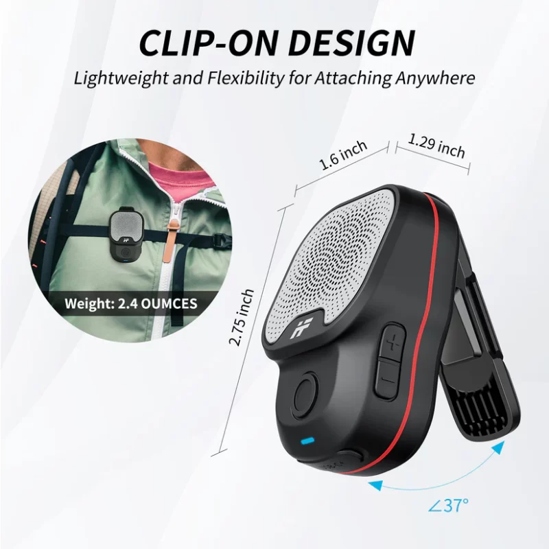 AIFA Plus Wearable Waterproof Bluetooth Speaker - Portable Clip-on Wireless Speaker with Built-in Microphone for Hands-Free Calling | IPX7 Waterproof, Ultra-Light, Long Battery Life, and TWS Stereo Mode - Image 6
